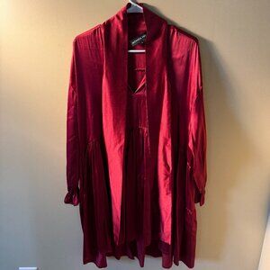 Monica Nera Mini Red Silk Dress With NeckTie